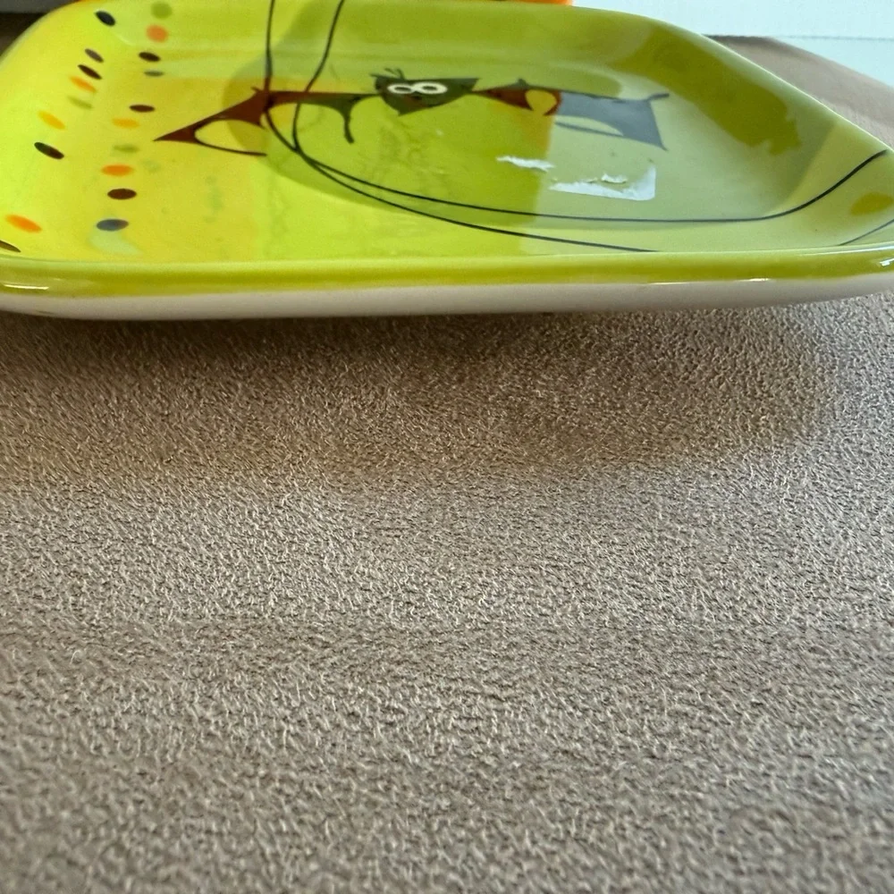 Sur La Table Halloween Cat and Bat Plates - Black, Orange, Green